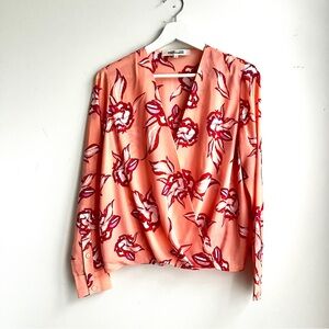 Diane Von Furstenberg Peach and Red Floral Blouse